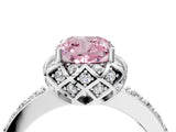 White gold Fancy Pink Cushion  Diamond Solitaire Ring with Shared Prong Pavé Band_28