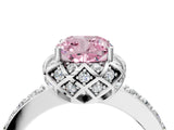 White gold Fancy Pink Cushion  Diamond Solitaire Ring with Shared Prong Pavé Band_77