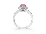 White gold Fancy Pink Cushion  Diamond Solitaire Ring with Shared Prong Pavé Band_82