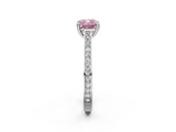 White gold Fancy Pink Cushion  Diamond Solitaire with Pave Band and Six-Prong Setting_22