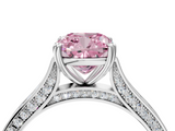 White gold Fancy Pink Cushion  Diamond Solitaire with Pave Band and Six-Prong Setting_24