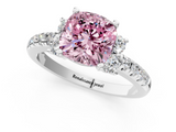 White gold Fancy Pink Cushion  Diamond Three-Stone Pave Band with Four-Prong Setting_20