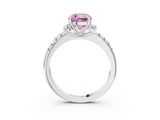 White gold Fancy Pink Cushion  Diamond Three-Stone Pave Band with Four-Prong Setting_22