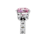 White gold Fancy Pink Cushion  Diamond Three-Stone Pave Band with Four-Prong Setting_25