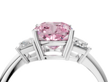 White gold Fancy Pink Cushion  Diamond Three-Stone Ring with Trapezoid Side Stones and Prong Setting_37