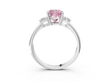 White gold Fancy Pink Cushion  Diamond Three-Stone Ring with Trapezoid Side Stones and Prong Setting_38