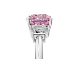 White gold Fancy Pink Cushion  Diamond Three-Stone Ring with Trapezoid Side Stones and Prong Setting_39
