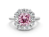 White gold Fancy Pink Cushion  Halo Cluster Diamond Engagement Ring with Prong Setting and Polished Band_20