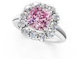 White gold Fancy Pink Cushion  Halo Cluster Diamond Engagement Ring with Prong Setting and Polished Band_21