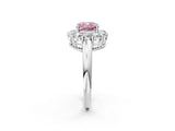 White gold Fancy Pink Cushion  Halo Cluster Diamond Engagement Ring with Prong Setting and Polished Band_22