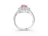 White gold Fancy Pink Cushion  Halo Cluster Diamond Engagement Ring with Prong Setting and Polished Band_23