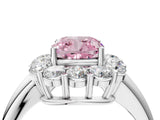 White gold Fancy Pink Cushion  Halo Cluster Diamond Engagement Ring with Prong Setting and Polished Band_24