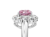 White gold Fancy Pink Cushion  Halo Cluster Diamond Engagement Ring with Prong Setting and Polished Band_25