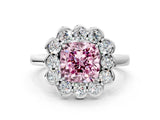White gold Fancy Pink Cushion  Halo Cluster Diamond Engagement Ring with Solitaire Band and Prong Setting_48