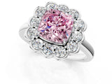 White gold Fancy Pink Cushion  Halo Cluster Diamond Engagement Ring with Solitaire Band and Prong Setting_50