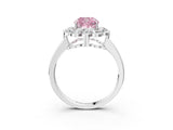 White gold Fancy Pink Cushion  Halo Cluster Diamond Engagement Ring with Solitaire Band and Prong Setting_52