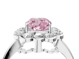 White gold Fancy Pink Cushion  Halo Cluster Diamond Engagement Ring with Solitaire Band and Prong Setting_53