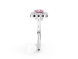 White gold Fancy Pink Cushion  Halo Diamond Cluster Engagement Ring with Milgrain Bezel Setting and Solitaire Band_28