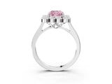 White gold Fancy Pink Cushion  Halo Diamond Cluster Engagement Ring with Milgrain Bezel Setting and Solitaire Band_29