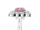 White gold Fancy Pink Cushion  Halo Diamond Cluster Engagement Ring with Milgrain Bezel Setting and Solitaire Band_31