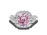 White gold Fancy Pink Cushion  Halo Diamond Engagement Ring with Filigree Band and Four-Prong Setting_105