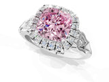 White gold Fancy Pink Cushion  Halo Diamond Engagement Ring with Filigree Band and Four-Prong Setting_106