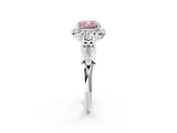 White gold Fancy Pink Cushion  Halo Diamond Engagement Ring with Filigree Band and Four-Prong Setting_107