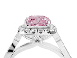 White gold Fancy Pink Cushion  Halo Diamond Engagement Ring with Filigree Band and Four-Prong Setting_108