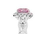 White gold Fancy Pink Cushion  Halo Diamond Engagement Ring with Filigree Band and Four-Prong Setting_109
