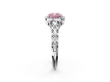 White gold Fancy Pink Cushion  Halo Diamond Engagement Ring with Intricate Filigree Band and Four-Prong Setting_39