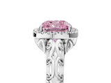 White gold Fancy Pink Cushion  Halo Diamond Engagement Ring with Intricate Filigree Band and Four-Prong Setting_42