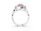 White gold Fancy Pink Cushion  Halo Diamond Engagement Ring with Milgrain Band and Four-Prong Setting_70