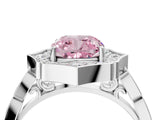 White gold Fancy Pink Cushion  Halo Diamond Engagement Ring with Milgrain Band and Four-Prong Setting_70