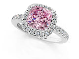 White gold Fancy Pink Cushion  Halo Diamond Engagement Ring with Pavé Band and Four-Prong Setting_70