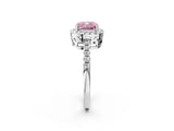 White gold Fancy Pink Cushion  Halo Diamond Engagement Ring with Pavé Band and Four-Prong Setting_71
