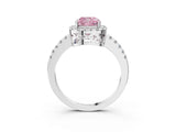White gold Fancy Pink Cushion  Halo Diamond Engagement Ring with Pavé Band and Four-Prong Setting_72