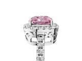 White gold Fancy Pink Cushion  Halo Diamond Engagement Ring with Pavé Band and Four-Prong Setting_74