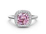 White gold Fancy Pink Cushion  Halo Diamond Engagement Ring with Solitaire Band and Four-Prong Setting_20