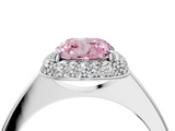 White gold Fancy Pink Cushion  Halo Diamond Engagement Ring with Solitaire Band and Four-Prong Setting_24