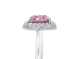 White gold Fancy Pink Cushion  Halo Diamond Engagement Ring with Solitaire Band and Four-Prong Setting_25