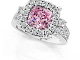 White gold Fancy Pink Cushion  Halo Diamond Engagement Ring with Split Shank and Four-Prong Setting_62