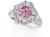 White gold Fancy Pink Cushion  Halo Diamond Engagement Ring with Split Shank and Prong Setting_66