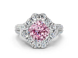 White gold Fancy Pink Cushion  Halo Diamond Engagement Ring with Split Shank and Prong Setting_68
