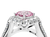 White gold Fancy Pink Cushion  Halo Diamond Engagement Ring with Split Shank and Prong Setting_72