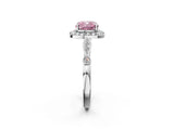 White gold Fancy Pink Cushion  Halo Diamond Engagement Ring with Twisted Band and Four-Prong Setting 3