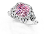 White gold Fancy Pink Cushion  Halo Diamond Engagement Ring with Vintage-Inspired Band and Four-Prong Setting_4