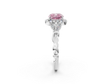 White gold Fancy Pink Cushion  Halo Diamond Engagement Ring with Vintage-Inspired Band and Four-Prong Setting_5