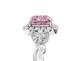 White gold Fancy Pink Cushion  Halo Diamond Engagement Ring with Vintage-Inspired Band and Four-Prong Setting_8