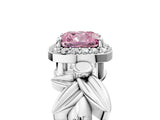 White gold Fancy Pink Cushion  Halo Diamond Floral Band with Four-Prong Setting_60