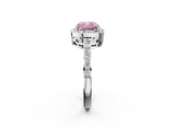White gold Fancy Pink Cushion  Halo Diamond Pavé Band Ring with Prong Setting_22